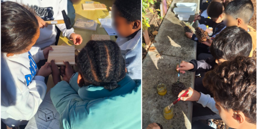 A gauche : Fabrication de nichoirs à l'Ariane / A droite : Fabrication de mangeoires à l'Ariane - © LPO PACA